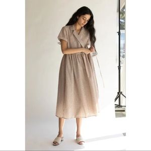 Oak + Fort Gingham Wrap Midi Dress